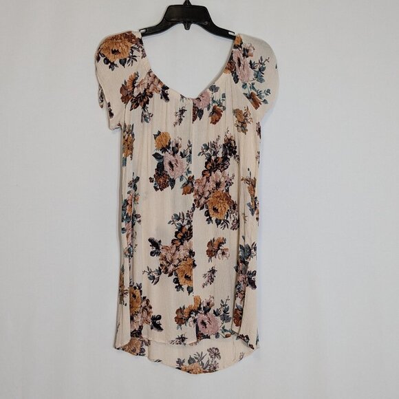 RUE 21 Beige/Yellow Gold, Short Sleeve Boho Peasant Straight Mini Dress; Size S - Picture 3 of 5